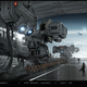 Illustration for article titled Breathtaking Concept Art of emElysium/ems Spaceship Hangar and Robot Deck